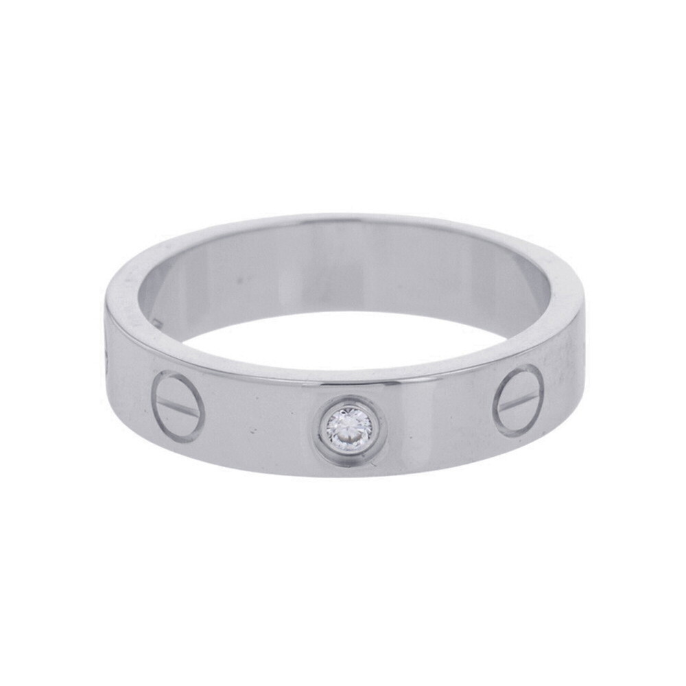 Cartier Love Ring SM (Small Diamond 1P 0.02ct) 18K White Gold, Size 49 (B4050...